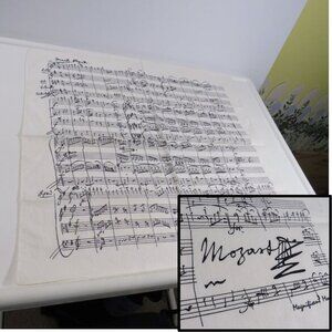 Mozart Sheet Music Bandana Fabric Handkerchief 19x19" Music Notes Cotton